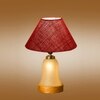 Devansh Conical Maroon Jute Shade Lamp With Wood & Mosaic Glass Base For Decoration/Office/Home/Gifting/Study For Decoration/Office/Home/Gifting/Study -(10X10X14.5) Inches -A