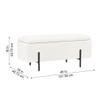 Doe Buck Luxury Boucle Storage Bench in White Colour with Black Metal Legs