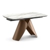 Aeris Ceramic 6 To 8 Seater Extendable Dining Table With 6  Bren Dining Chairs (Finish : Gilded White, Chair Colour : Auburn)
