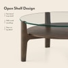 Cayman Round Glasstop Coffee Table with Storage in Danish Walnut Finish
