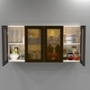 Aluminium Black Profile 4 Brown Tinted Glass Handless Shutters Wall Cabinet In Highland Pine Finish