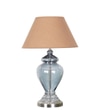 Syracuse Blue Glass Table Lamp With White Beige Cotton Shade