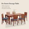 Atlas Crest Storage Solid Wood 6 Seater Dining Table With Atlas Dining Chairs Set