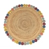 Hand Braided Jute Colorful Round Rug