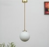 Orb Single Glass Pendant Light -  Frosted White & Shine Brass