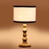 Devansh Multicolor Cotton Table Lamp With Wood Natural Base (7X7X15.5 Inches)-8