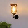 Devansh Metal Electric Wall Light in black Colour with Lavender Shade Count of 1 Light