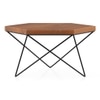 Dyson Hex Abstract Solid Wood Coffee Table With Black Base In Amber Walnut Finish