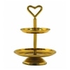 Metalsmith Two Tier Serveware Stand with Heart Handle Gold Finish