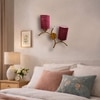 Devansh Metal Electric Wall Light in Gold Colour with Maroon Shade Count of 2 Lights