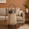 Luxe Home Hanging Bamboo Lantern with Handle or Glass Jar - 2025-329- Gold (23x15x15 cm)
