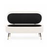 Doe Buck Luxury Boucle Storage Bench in White Colour with Gold Tipped Legs