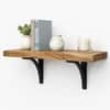 Devi Solid Wood 1 Meter Wall Rack in Mango Natural & Metal Black