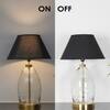 ELVORA Diamond Cut Clear Glass Table Lamp with Brass Base Black Shade