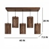 Hexa 5 Series Brown Solid Wood Cluster Hanging Light