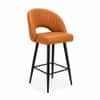 Doe Buck Luxury Tan Faux Leather Counter Height Bar Stool Chair with Black Metal Legs
