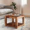 Lisbon Sheesham Wood Contemporary Square Coffee Table In Natural Teak Finish