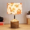 Erica Multicolour Fabric Shade Table Lamp with Natural Wooden Base
