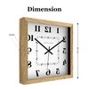 Spaces Unhooked Reversed Numeral Square Wooden Wall Clock, Natural Wood Frame and White Dial