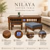 Nilaya Sheesham Wood Nesting Coffee Table Set in Provincial Teak Finish with Cushioned Stools