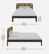 Rattan Solid Wood King  Size Bed Without Storage (Walnut Finish)