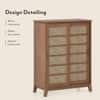 Fujiwara 24 Pair Solid Wood and Cane Shoe Cabinet In Amber Walnut Finish