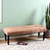 Cairo Sheesham Wood Accent 3 Seater Bench In Caramel Brown Sparkle Velvet