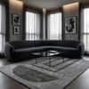 Jaipur Rugs Geometric Wool And Viscose 5x8 Feet Ashley Blue And Black Olive Hand Tufted Rug Carpet