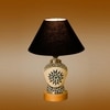 Devansh Conical Black Cotton Shade Lamp With Wood & Mosaic Glass Base For Decoration/Office/Home/Gifting/Study For Decoration/Office/Home/Gifting/Study -(10X10X14.5) Inches -A