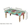Bestone Sheesham Wood Mid Century 3+1+1 Seater Bench Set With 2 Stools In Sea Green Fruit Print Kantha