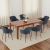 Atlas Solid Wood 6 Seater Compact Dining Table with 6 Rochelle Lounge Chair