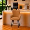 Doe Buck Nolen Upholstered Bar Stool in Brown Colour with Gold Tip Legs
