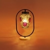 Devansh Multicolor Glass Wooden & Iron  Table Lamp -17 Inch Height  -R