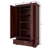 Dyna  2 Door 1 Drawer Sheesham Wood Wardrobe in Mahogany Finish