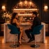 Doe Buck Adjustable Upholstered Bar Stool in Teal Colour with Chrome Base