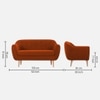 Colam Velvet 2 Seater Sofa Orange in Colour