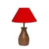 Devansh Red Cotton Table Lamp With Wood Natural Base (10X12.5 Inches)-27