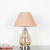 DECADE Smoke Luster Glass and Metal Table Lamp With Beige Cotton Shade