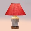 Devansh Conical Pink Jute Shade Lamp With Wood & Mosaic Glass Base For Decoration/Office/Home/Gifting/Study For Decoration/Office/Home/Gifting/Study -(10X10X14.5) Inches -A