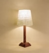 Babel Wooden Table Lamp with Brown Base and Premium White Fabric Lampshade