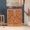 Calipo Sheesham Wood Bar Cabinet in Teak Finish