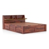 Jennings Solid Wood King Size Hydraulic Storage Bed In Honey Finish, Fabric - Olive Green Honduras