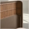 Heritage Cane Upholstered Queen Size Bed in Linen With Oak wood Frame