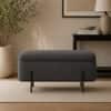 Doe Buck Luxury Boucle Storage Bench in Grey Colour with Black Metal Legs