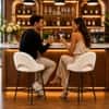 Doe Buck Faux Leather Counter Height Bar Stool in White Colour with Black Legs