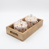 Floral Ceramic Lidded Jars with Wooden Tray Pink and Yellow Flower Pattern Set of 2 Handcrafted
