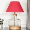 Tuscan Glass and Wood Table Lamp With Maroon Cotton Shade