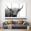 Truss Pcs White Black Highland Cow Framed Canvas Wall Canvas Wall Prints Set of 3 Multicolor Matte