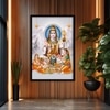 The Castle Decor Lord Shiva Parivar Wall Painting Framed Artwork 20x30 Inch Style 2