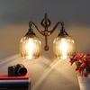 Devansh Metal Electric Wall Light in Antique gold Colour with Lavender Shade Count of 2 Lights